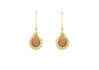 Three Tone Plated Guadalupe CZ Earring